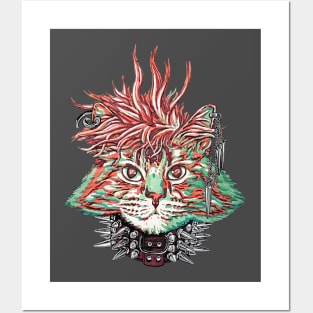 Fluffy Punk Cat Posters and Art